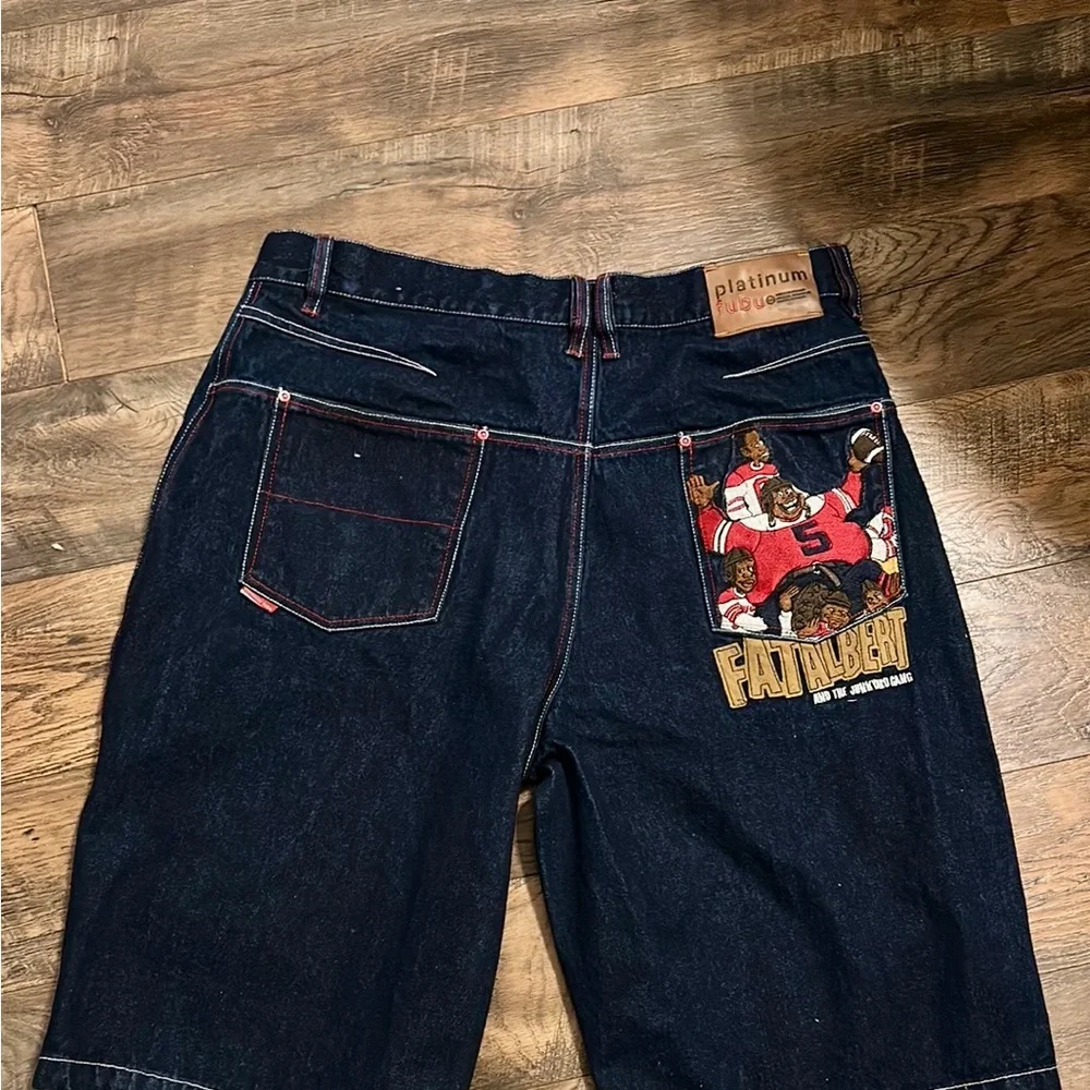 Vintage Y2K FUBU Platinum Fat Albert The Junk Yard Gang Jean Short Men's Size 40